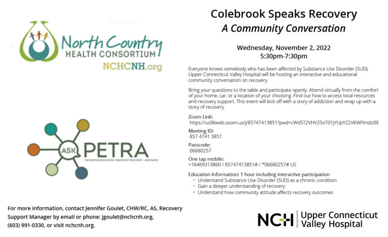 Colebrook Speaks Recovery - A Community Conversation - 10.18.22 - NS